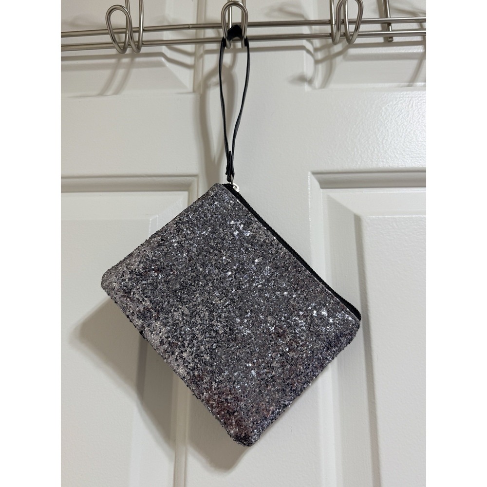 Metallic Silver Glitter Bling Clutch Handbag Bag 6" X 5"gunmetal gray sequin